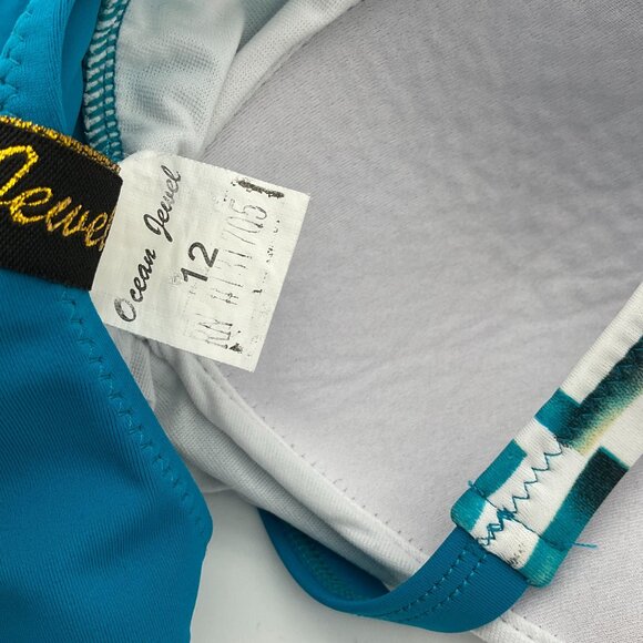 Ocean Jewel 1 Piece Twist Front Scoop Back Adjustable Straps Swimsuit 12 - Picture 6 of 9